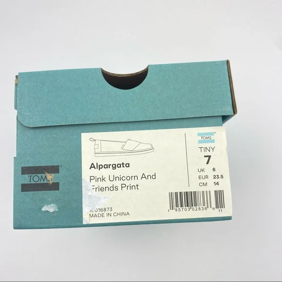 TOMS Pink Unicorn And Friends Toddler Girls' Alpargata Canvas Shoes NIB - Picture 8 of 9